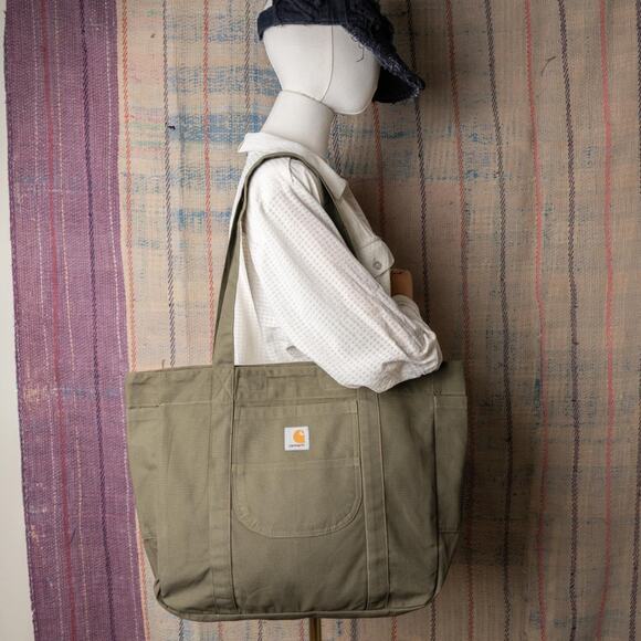 Upcycled handmade carhartt canvas tote bag - Picture 2 of 7